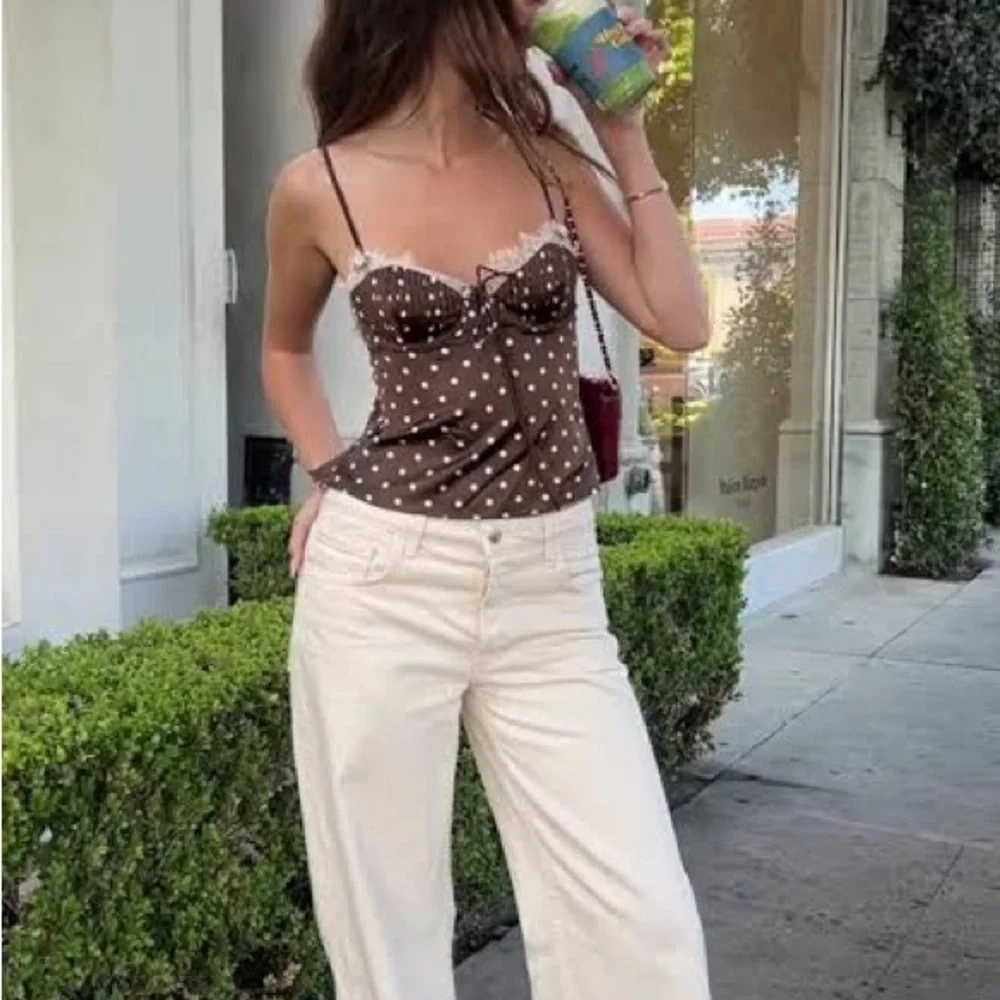 For Love And Lemons Babette Top Chocolate Polka Dot Camisole - Picture 3 of 3